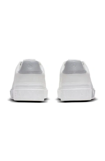 Balmain Low-top Court Sneakers In Smooth Leather In White