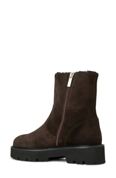 Aquatalia Eloise Shearling-lined Suede Ankle Boots In Brown