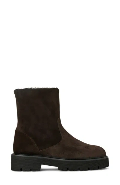 Aquatalia Eloise Shearling-lined Suede Ankle Boots In Brown