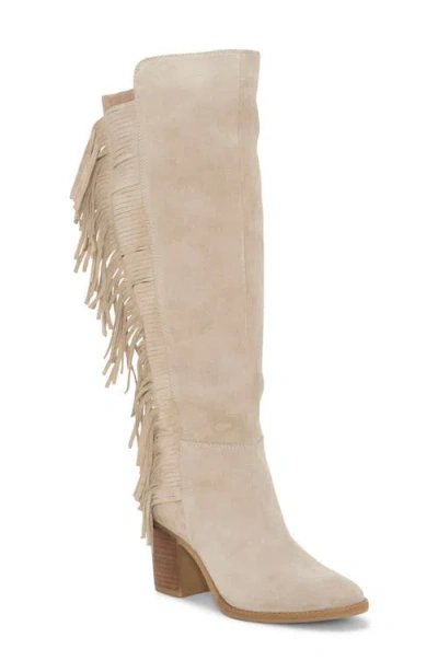 Lucky Brand Women's Boswell Fringe Knee High Block Heel Boots In Neutral