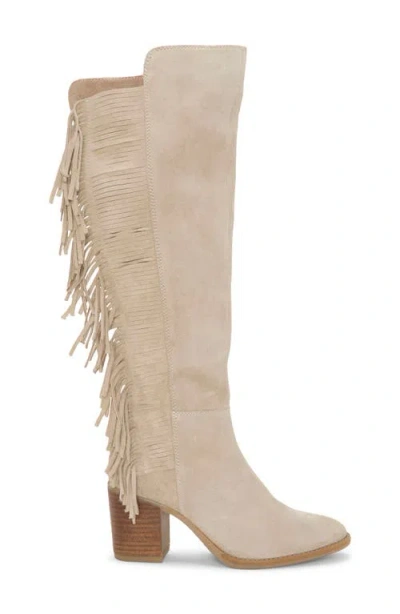Lucky Brand Women's Boswell Fringe Knee High Block Heel Boots In Neutral