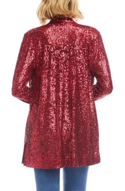 Karen Kane Sequin Open Front Jacket In Red