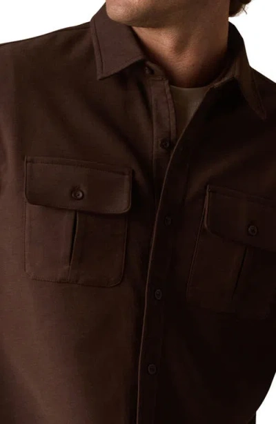 The Normal Brand Tailored Terry Shirt Jacket In Brown