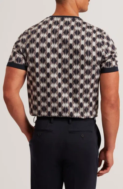 Ted Baker Joaa Geo Jacquard Short Sleeve Sweater In Multi