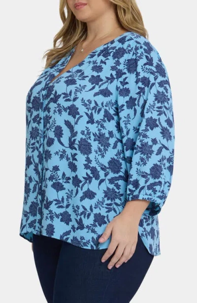 Nydj Pintuck Blouse In Blue