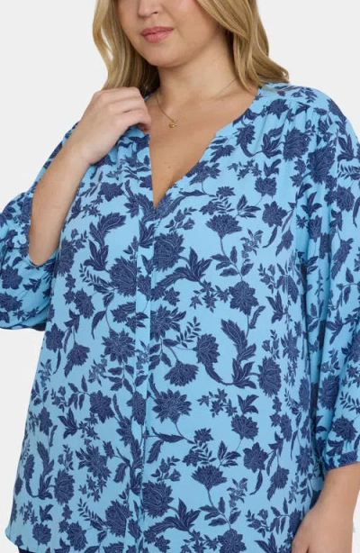 Nydj Pintuck Blouse In Blue