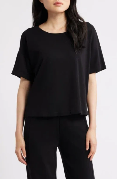 Eileen Fisher Boxy Organic Cotton T-shirt In Black