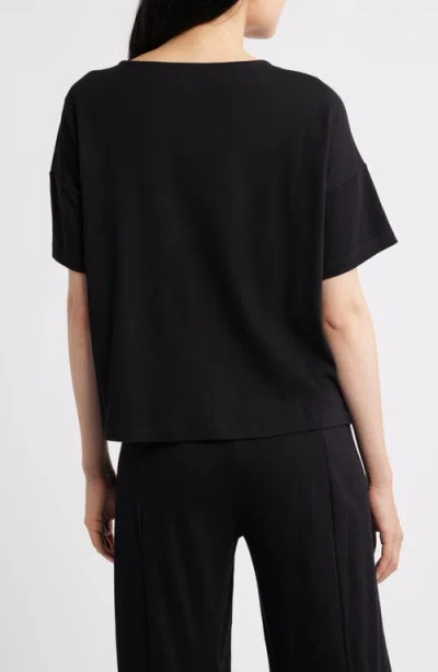 Eileen Fisher Boxy Organic Cotton T-shirt In Black