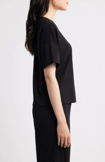 Eileen Fisher Boxy Organic Cotton T-shirt In Black