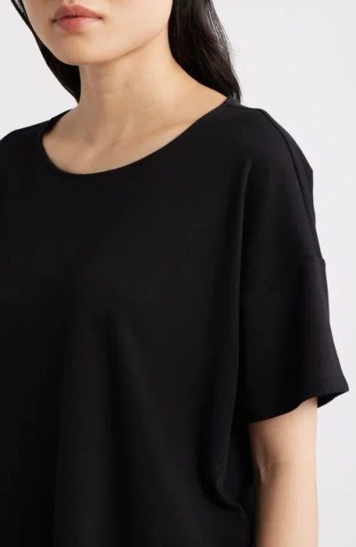 Eileen Fisher Boxy Organic Cotton T-shirt In Black