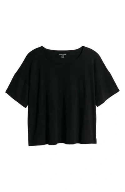 Eileen Fisher Boxy Organic Cotton T-shirt In Black