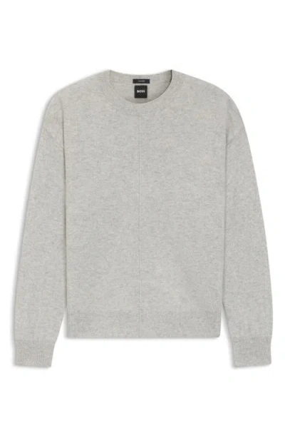 Hugo Boss Fascona Cashmere Crewneck Sweatshirt In Gray