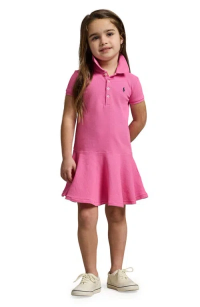 Polo Ralph Lauren Girl's Stretch Cotton Mesh Polo Dress In Pink