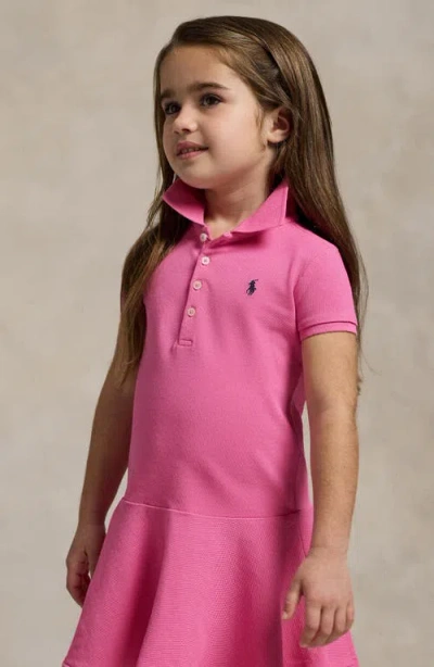Polo Ralph Lauren Girl's Stretch Cotton Mesh Polo Dress In Pink