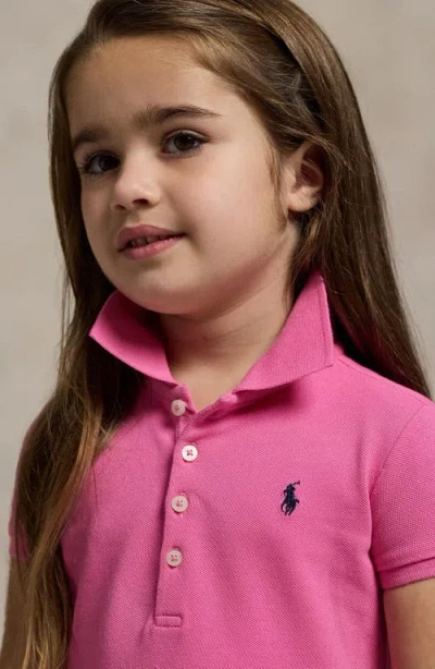 Polo Ralph Lauren Girl's Stretch Cotton Mesh Polo Dress In Pink