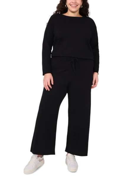 Vince Camuto Plus Size Solid Pull-on Wide-leg Pants In Black