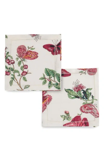 Matouk Baudin Butterfly Set Of 4 Linen Cocktail Napkins In Multi