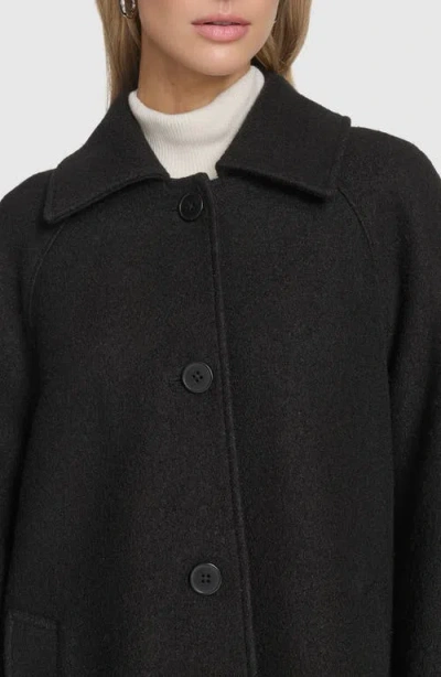 Andrew Marc Jupiter Wool Blend Balmacaan In Black