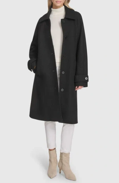 Andrew Marc Jupiter Wool Blend Balmacaan In Black