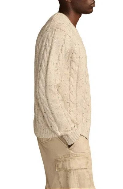 Lucky Brand Neppy Cabled V-neck Sweater In Gray