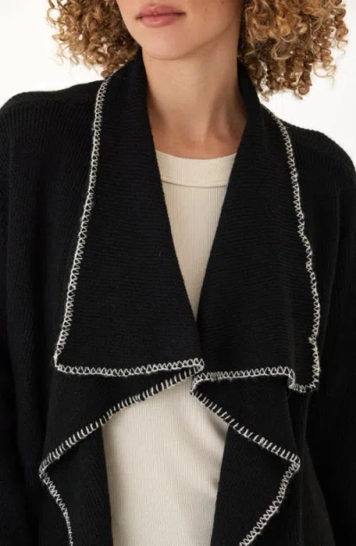 Threads 4 Thought Esme Cozy Blanket Stitch Waterfall Cardigan In Black