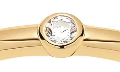 Made By Mary Poppy Cubic Zirconia Solitaire Stacking Ring In Brown