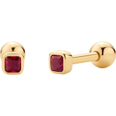 Made By Mary Cubic Zirconia Birthstone Stud Earrings In Gold
