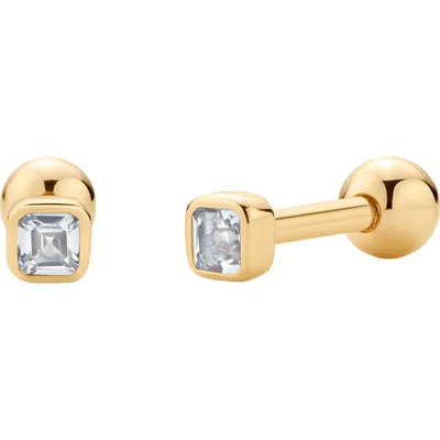 Made By Mary Cubic Zirconia Birthstone Stud Earrings In Brown