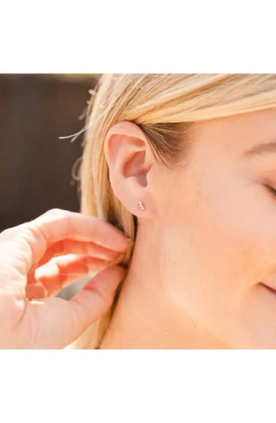 Made By Mary Cz Triple Baguette Stud Earrings In Gold