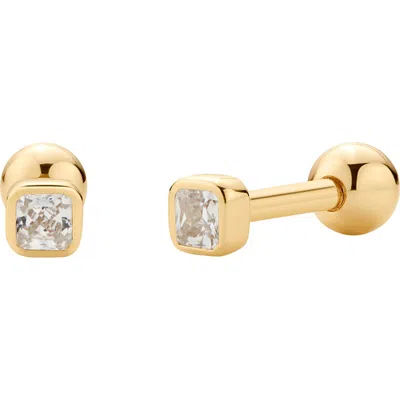 Made By Mary Cubic Zirconia Birthstone Stud Earrings In Gold