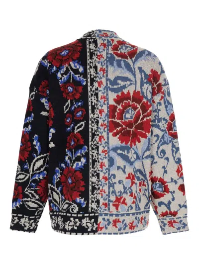 Farm Rio Multicolor V-neck With Cardigan With Floral Motif In Wool Blend Woman In Multi