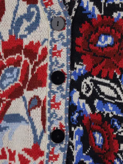 Farm Rio Multicolor V-neck With Cardigan With Floral Motif In Wool Blend Woman In Multi