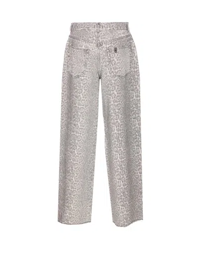Liu •jo Animal Print Jeans With Pockets And Strass In Gray
