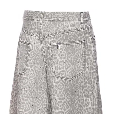Liu •jo Animal Print Jeans With Pockets And Strass In Gray