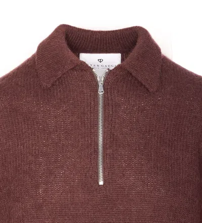Seven Gauge Half-zip High-neck Polo Shirt In Burgundy