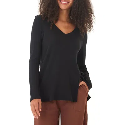 Threads 4 Thought Agatha Texture Slub Long Sleeve T-shirt In Black