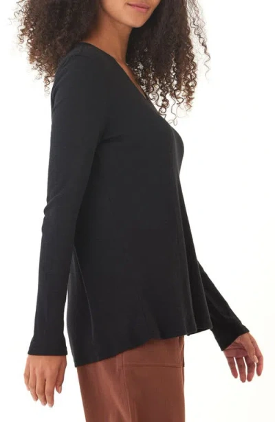 Threads 4 Thought Agatha Texture Slub Long Sleeve T-shirt In Black