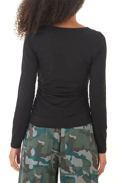 Threads 4 Thought Lucia Luxe Jersey Ruched Long Sleeve T-shirt In Black