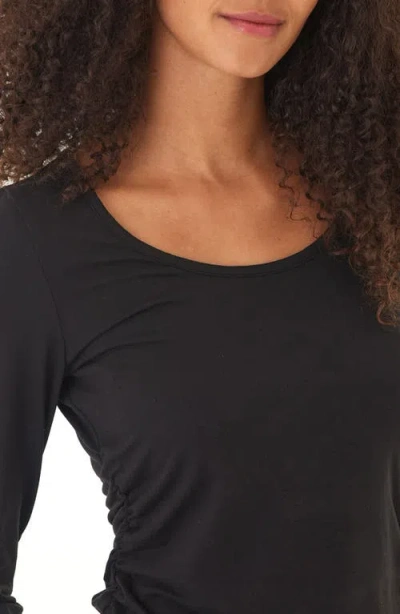 Threads 4 Thought Lucia Luxe Jersey Ruched Long Sleeve T-shirt In Black