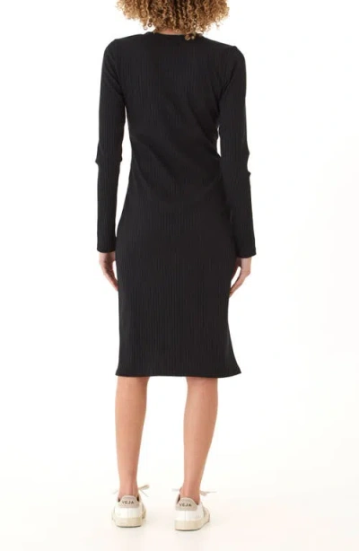 Threads 4 Thought Micah Long Sleeve Stretch Organic Cotton Rib Dress In Black