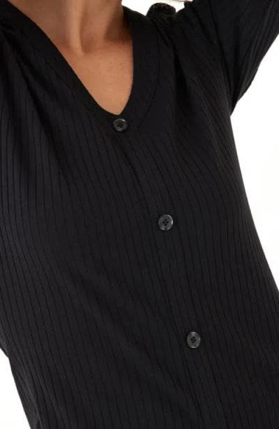 Threads 4 Thought Micah Long Sleeve Stretch Organic Cotton Rib Dress In Black