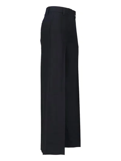 Incotex Wide Leg Trousers Button Detail In Blue
