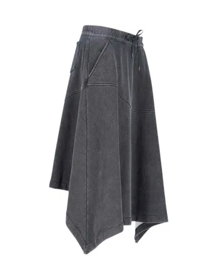 Our Legacy Midi Skirt With Drawstring And Pockets In Gray
