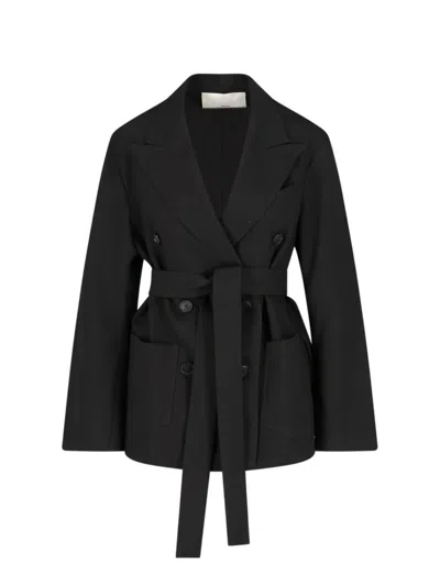 Setchu Tailored Black Jacket With Classic Collar And Streamlined Silhouette In Black