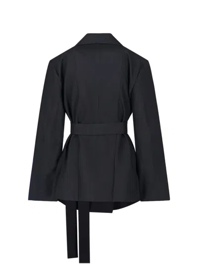Setchu Tailored Black Jacket With Classic Collar And Streamlined Silhouette In Black