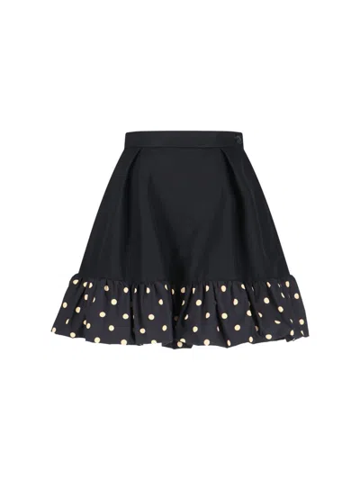 Moschino Midi Skirt With Polka Dots And Ruffles In Black