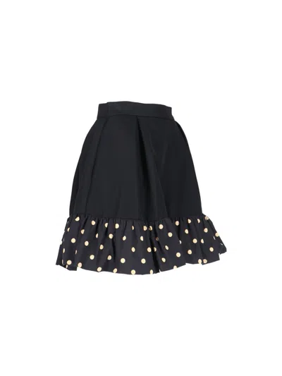 Moschino Midi Skirt With Polka Dots And Ruffles In Black