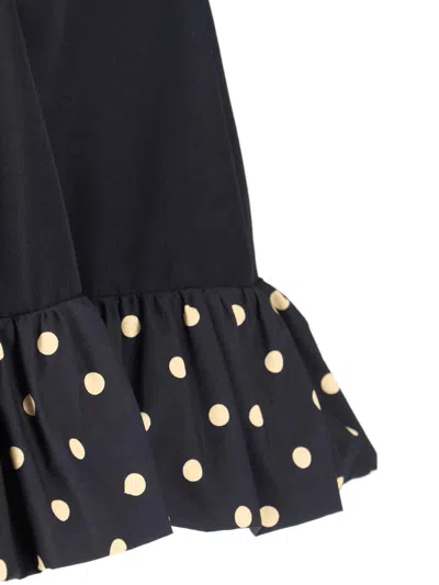 Moschino Midi Skirt With Polka Dots And Ruffles In Black