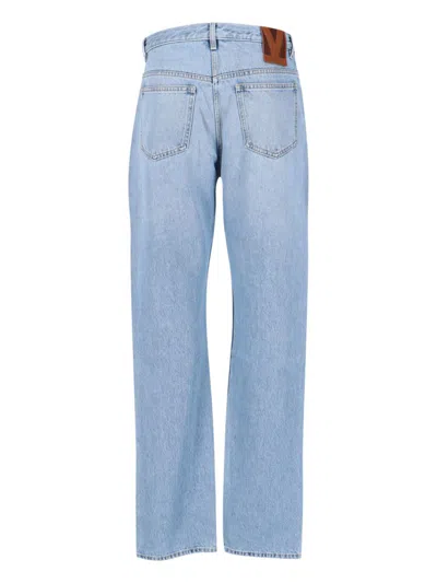 Valentino Straight Leg Five-pocket Trousers With Belt Loops In Blue
