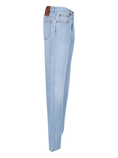 Valentino Straight Leg Five-pocket Trousers With Belt Loops In Blue